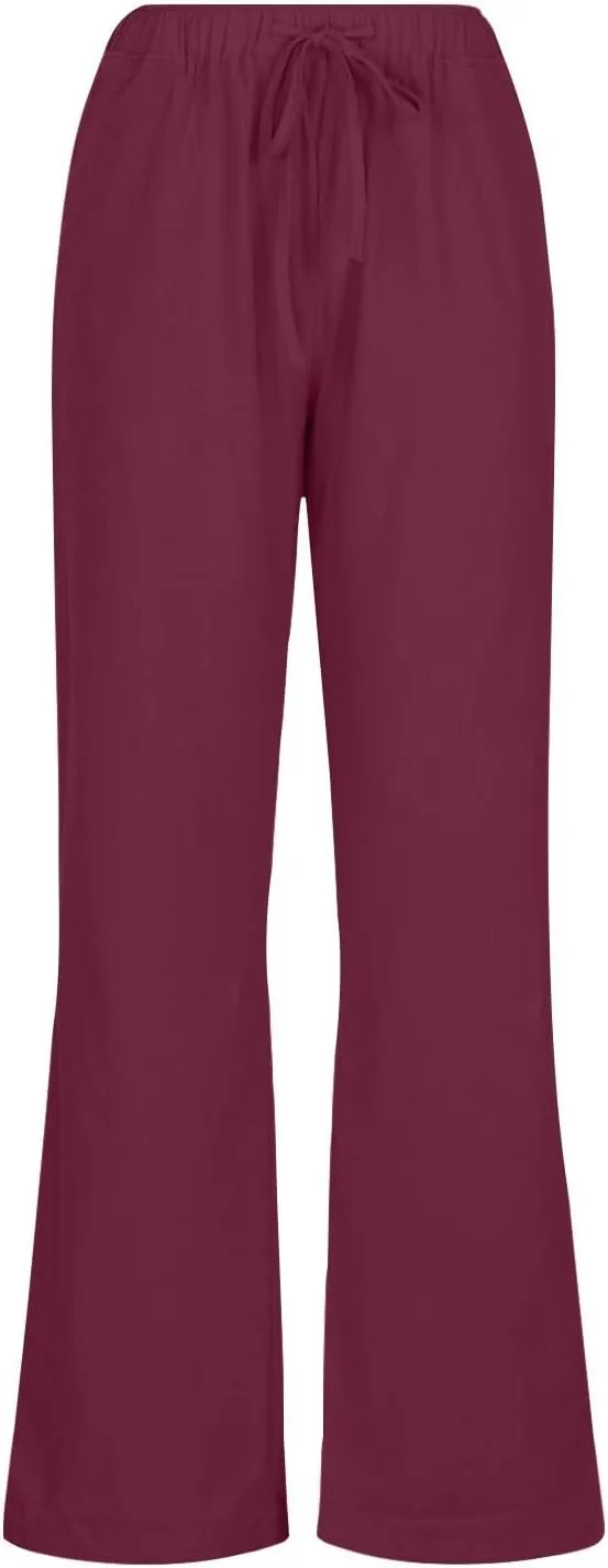 Women's Cotton Linen Pants Flowy Palazzo Pants Boho High Waist Wide Leg Trousers Summer Beach Vacation Outfits 2025