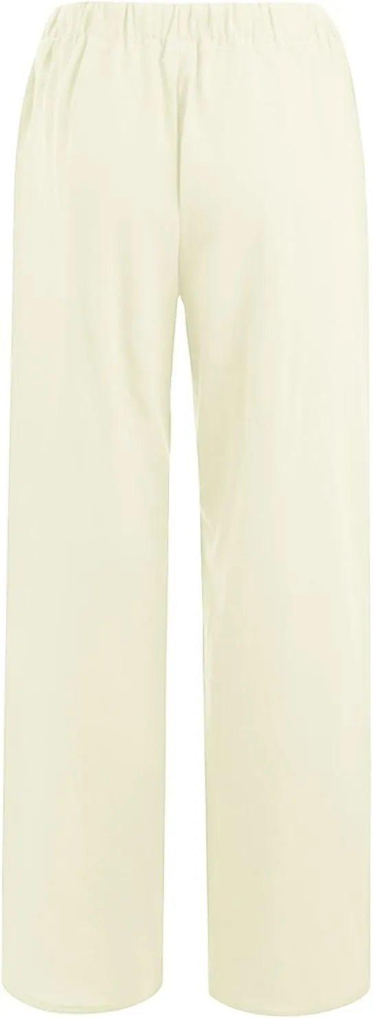 Women's Cotton Linen Pants Flowy Palazzo Pants Boho High Waist Wide Leg Trousers Summer Beach Vacation Outfits 2025