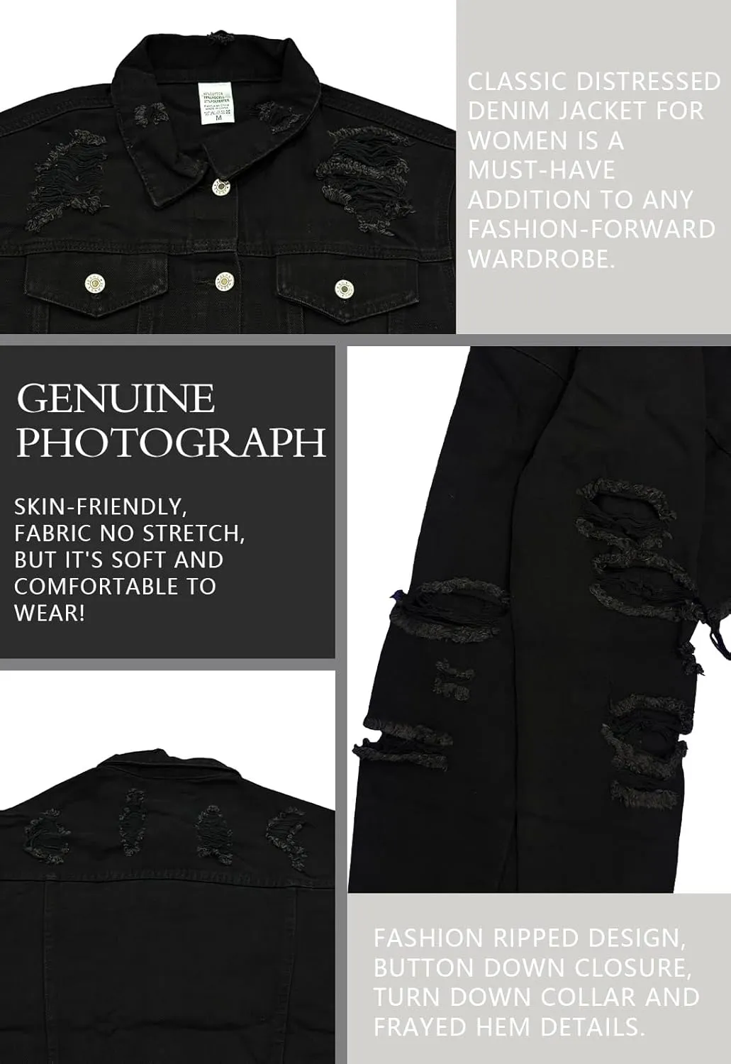 Women's Denim Jackets Cropped Jean Jacket Long Sleeve Casual Button Down Crop Jean Jacket