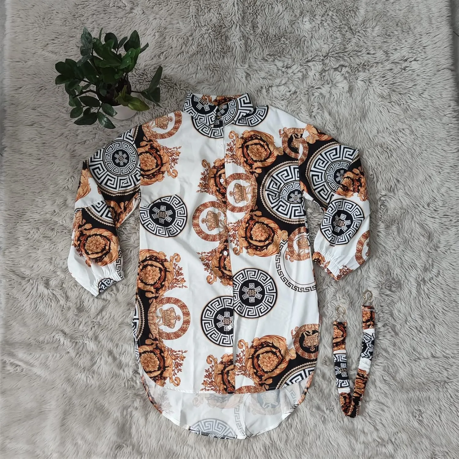 Women's Floral Button Down Shirt Dresses Casual Oversized Long Sleeve Button up Blouses Tops Mini Dress