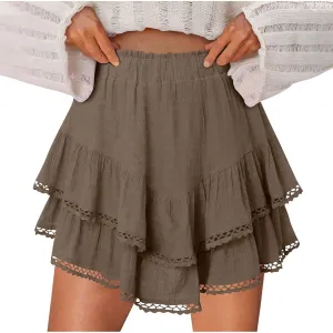 Womens Flowy Skirt Shorts Ruffled Tiered Basic Mini Skort High Waist Comfy Sport Athletic Tennis Skirt with Shorts 2025