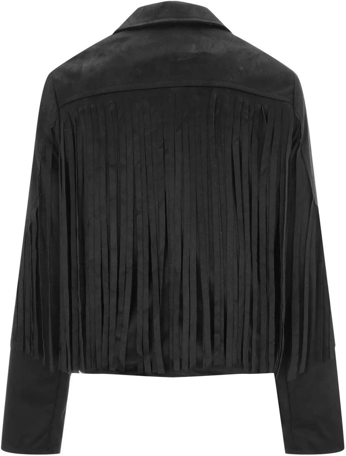 Womens Fringe Jackets Plus Size Faux Suede Coat Fashion Long Sleeve Cardigan Vintage Western Hippie Clothes