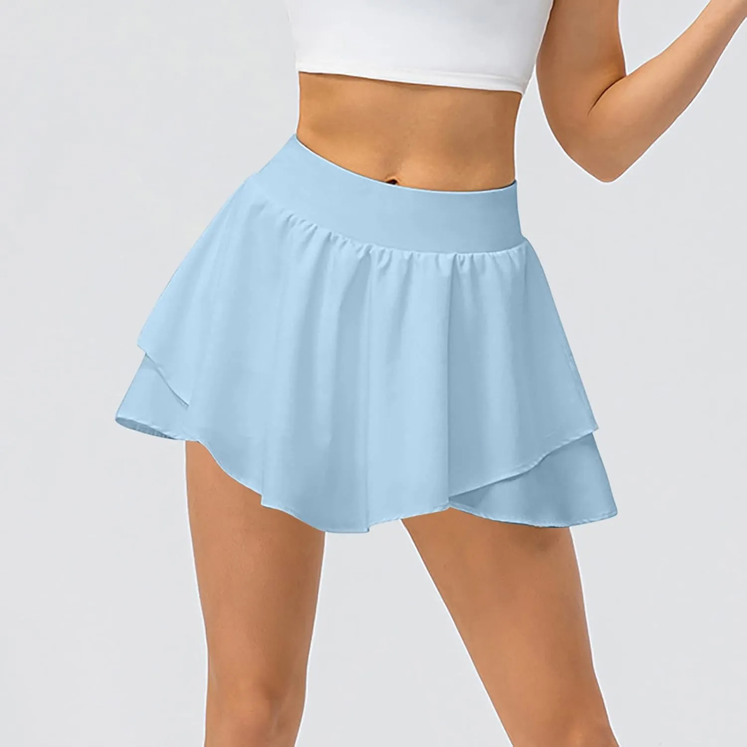 Women's High Waist Tennis Skirts Cutting Hem Pleated Athletic Golf Running Skorts Summer Lightweight Flowy Lounge Shorts