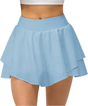 Women's High Waist Tennis Skirts Cutting Hem Pleated Athletic Golf Running Skorts Summer Lightweight Flowy Lounge Shorts