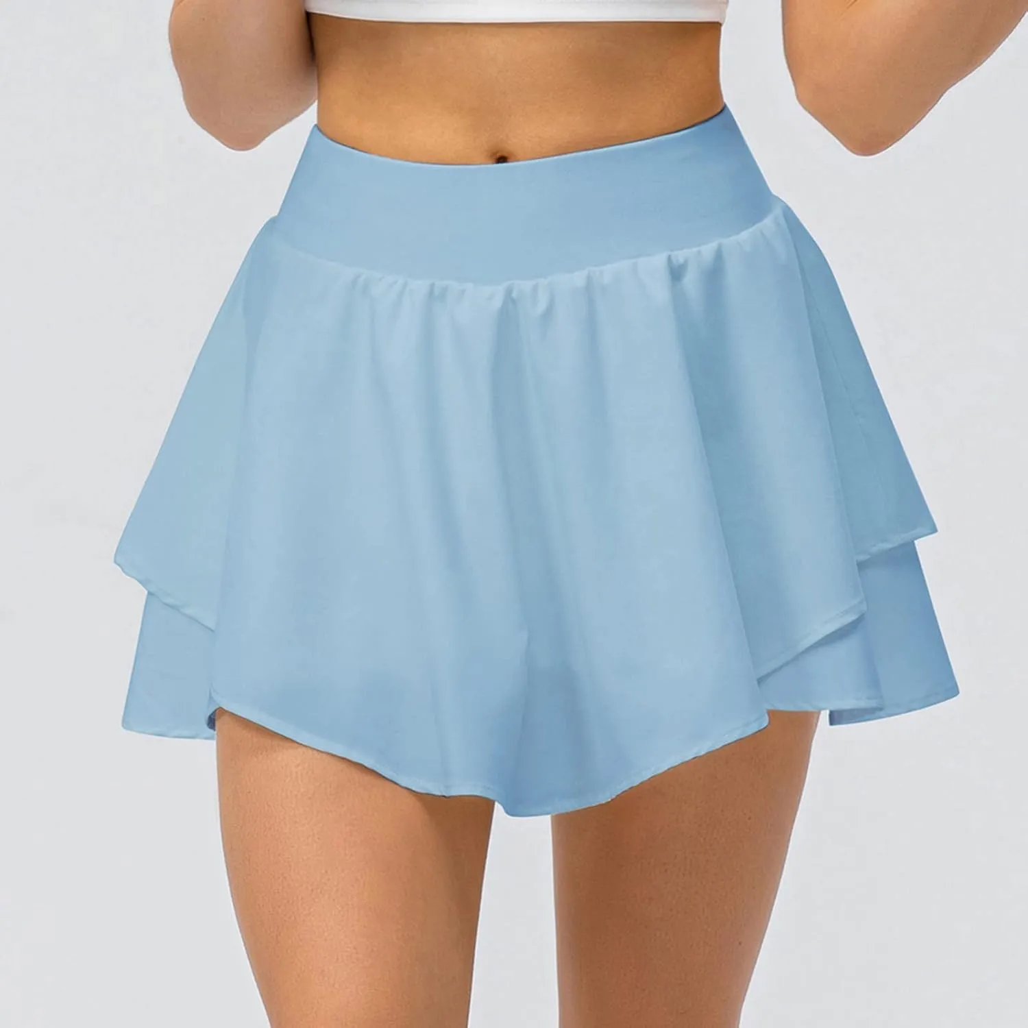 Women's High Waist Tennis Skirts Cutting Hem Pleated Athletic Golf Running Skorts Summer Lightweight Flowy Lounge Shorts