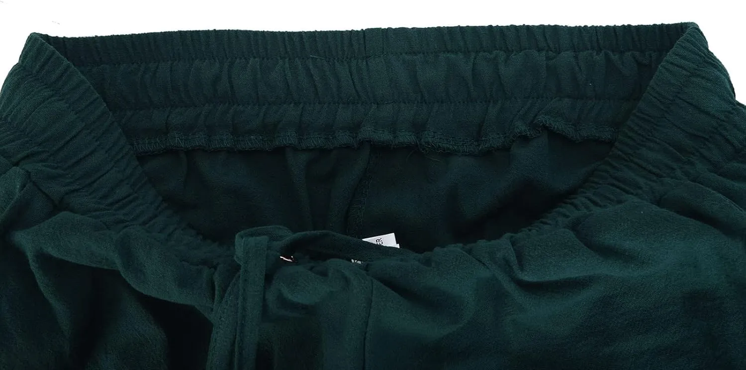 Womens Linen Pants Casual Straight Pants Drawstring Elastic Waist Long Pants Plus Size Comfy Summer Jogger Trousers