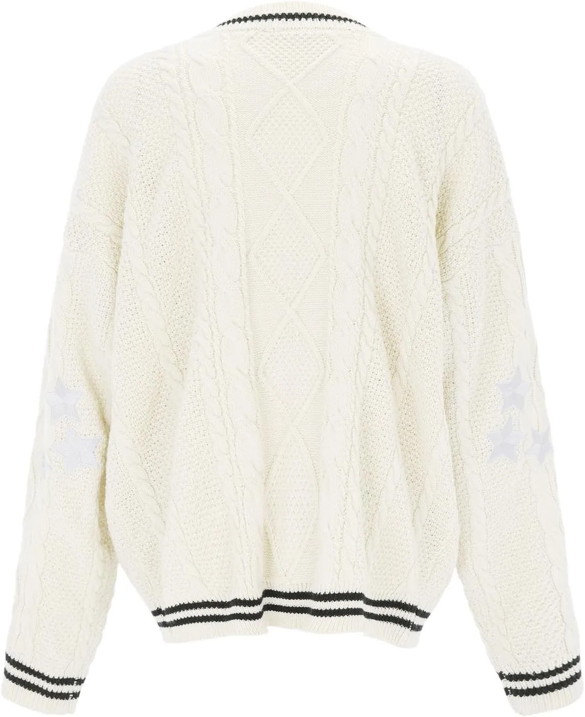 Women's Long Sleeve Cardigan V Neck Stars Button Down Oversized Open Front Sweaters Casual Cable Batwing Knitted Coat