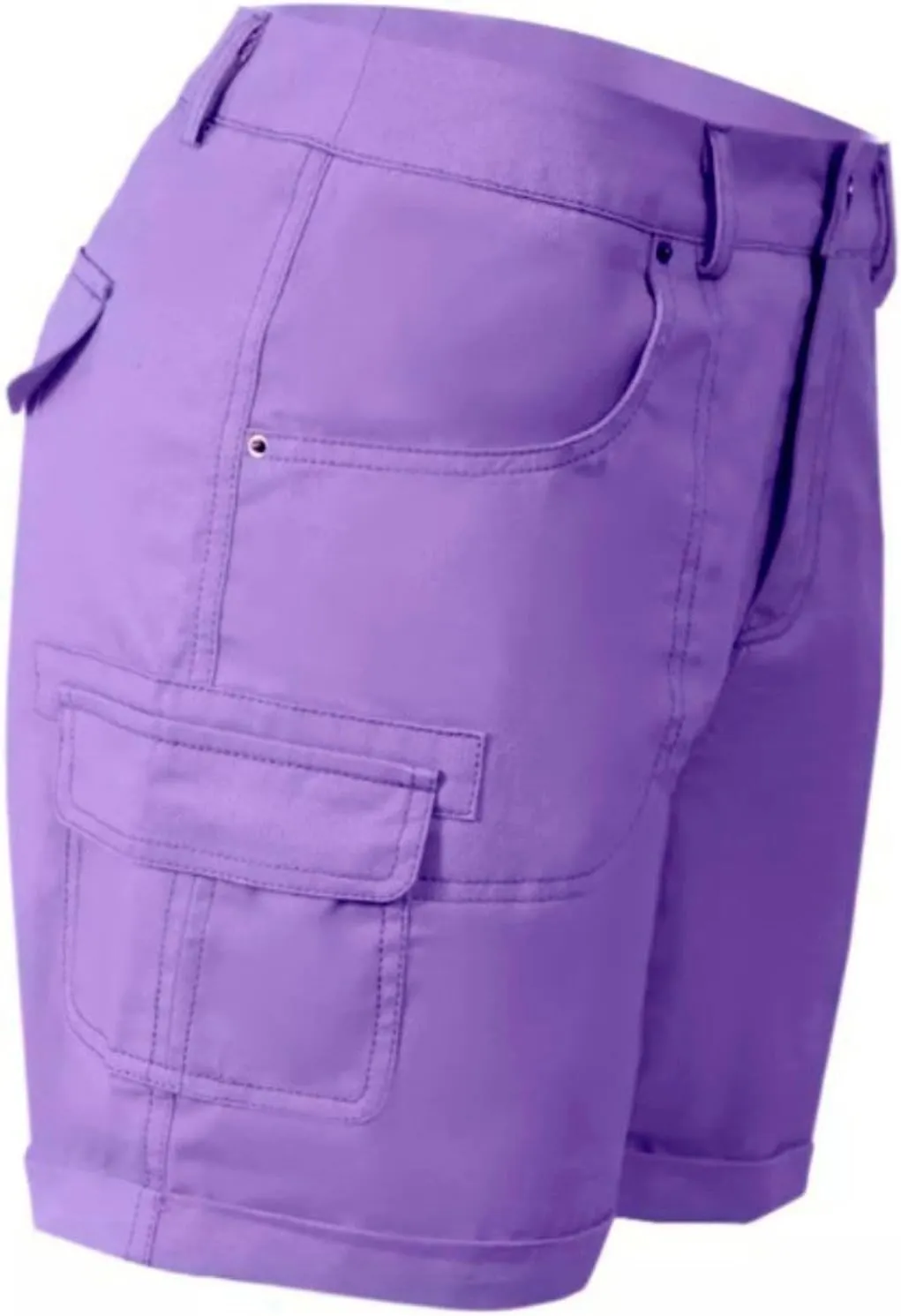 Women's Loose Solid Color Mini Pant,Summer Beach Shorts with Buttons,Cargo Hot Pants for Casual Wear
