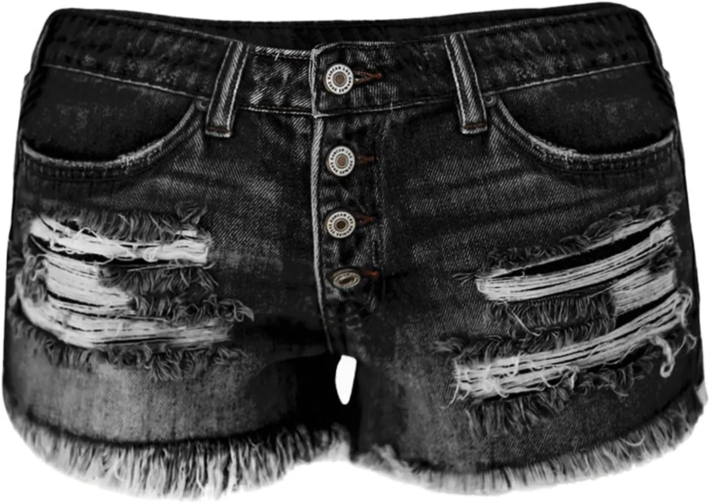 Womens Mid-High Waisted 2025 Summer Ripped Denim Jean Shorts Cutoff Stretchy Hot Short Pants