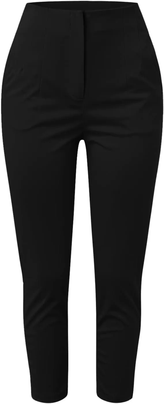 Womens Pants Casual High Waist Zipper Slim Capri Trousers Stretchy Pull-On Comfort Fit for Spring and Summer