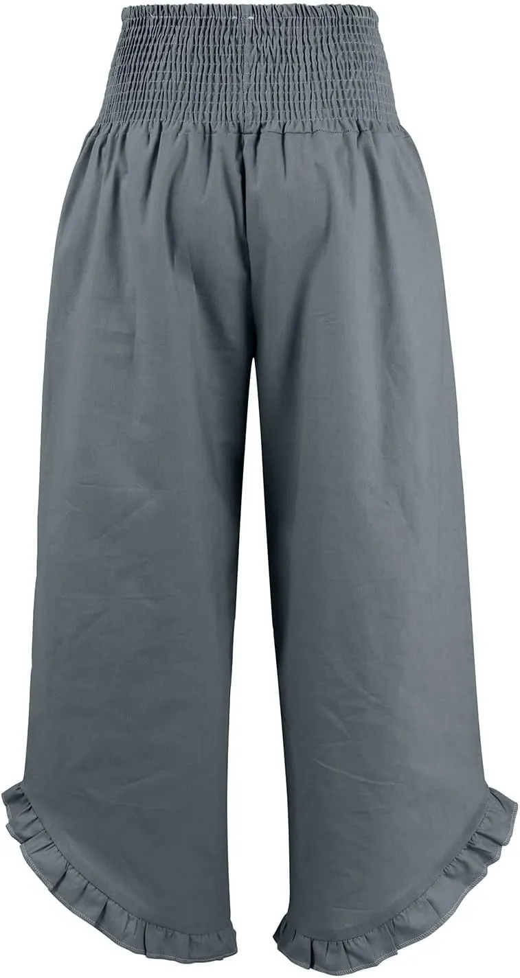 Women's Pants High Waisted Straight Leg Work,Womens Dress Sweatpants Petite, Linen Cotton Slit Baggy Waist