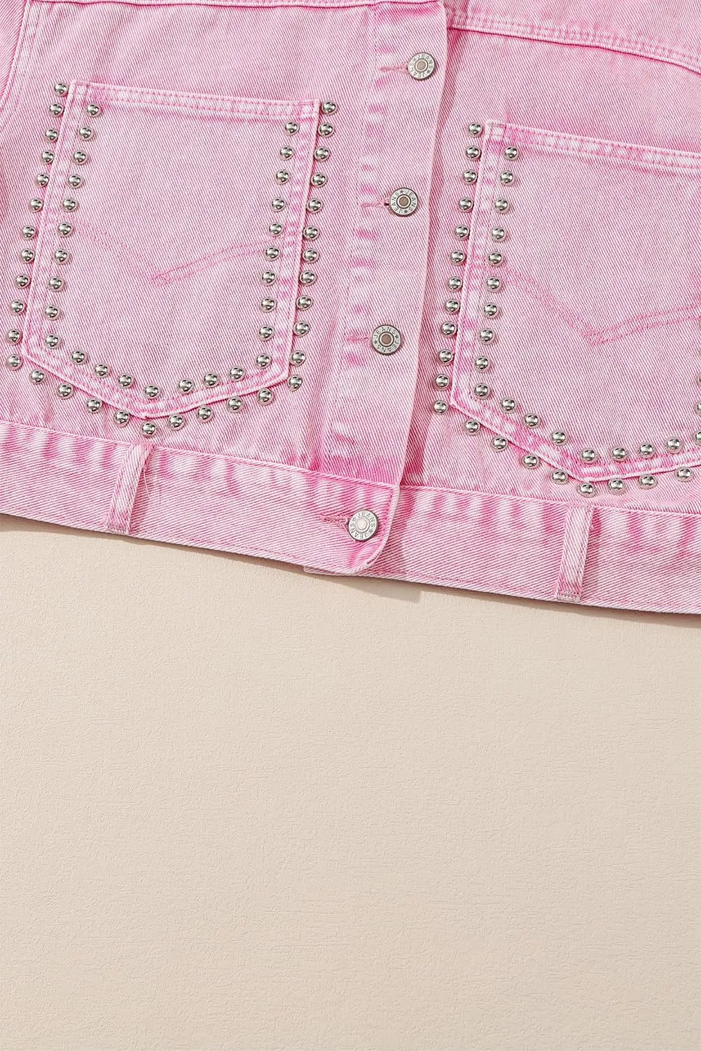 Women's Retro Acid Wash Denim Jacket with Rivet Studs