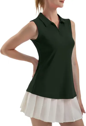 Women's Sleeveless Polo Golf Tennis Shirt Tank Tops T-Shirts V-Neck with Collar Quick Dry Workout Athletic