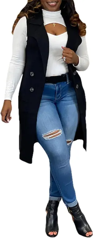 Womens Sleeveless Sweater Vest Cable Knit Open Front Long Cardigan Waistcoat Jacket Outerwear Coat