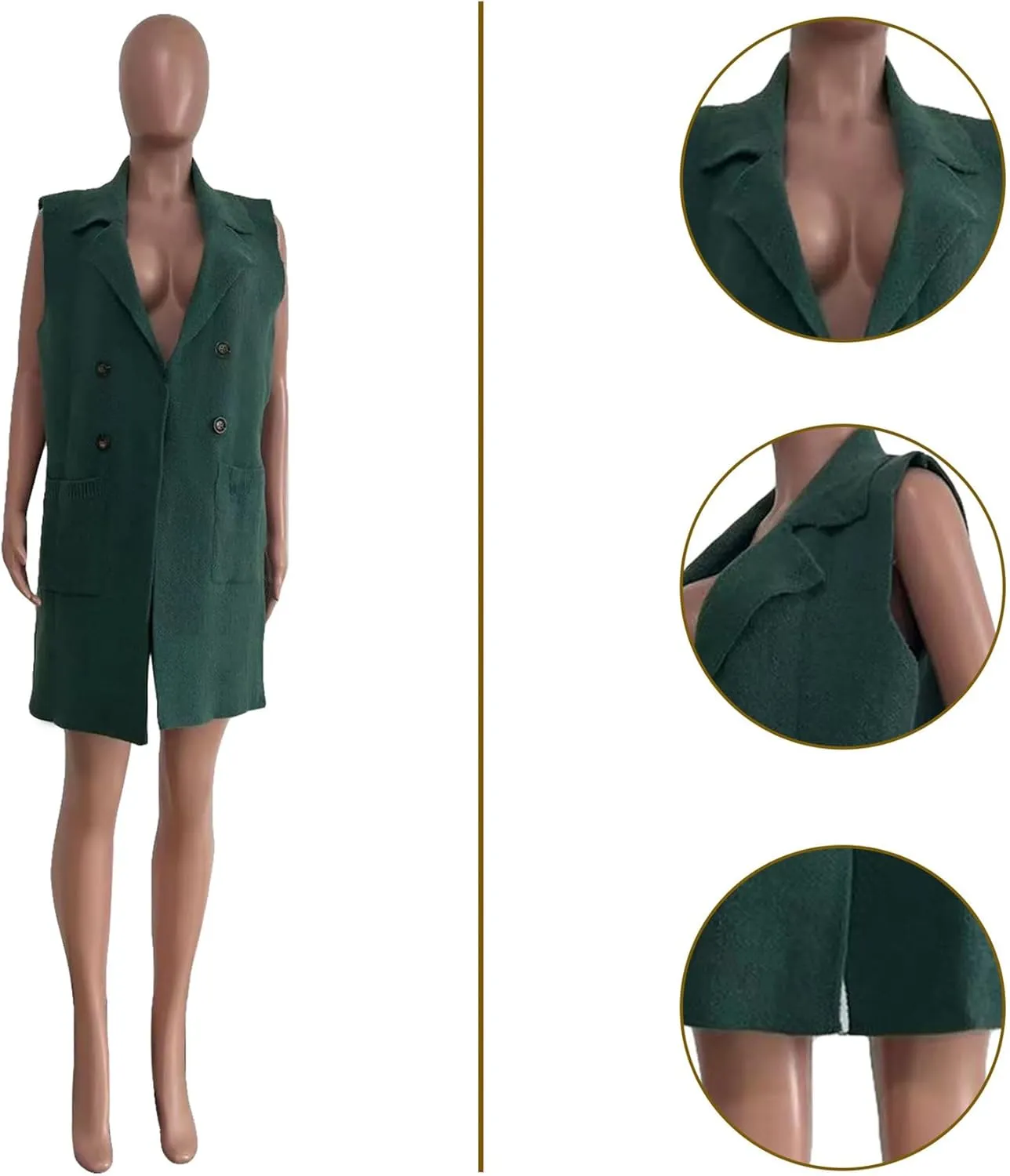 Womens Sleeveless Sweater Vest Cable Knit Open Front Long Cardigan Waistcoat Jacket Outerwear Coat