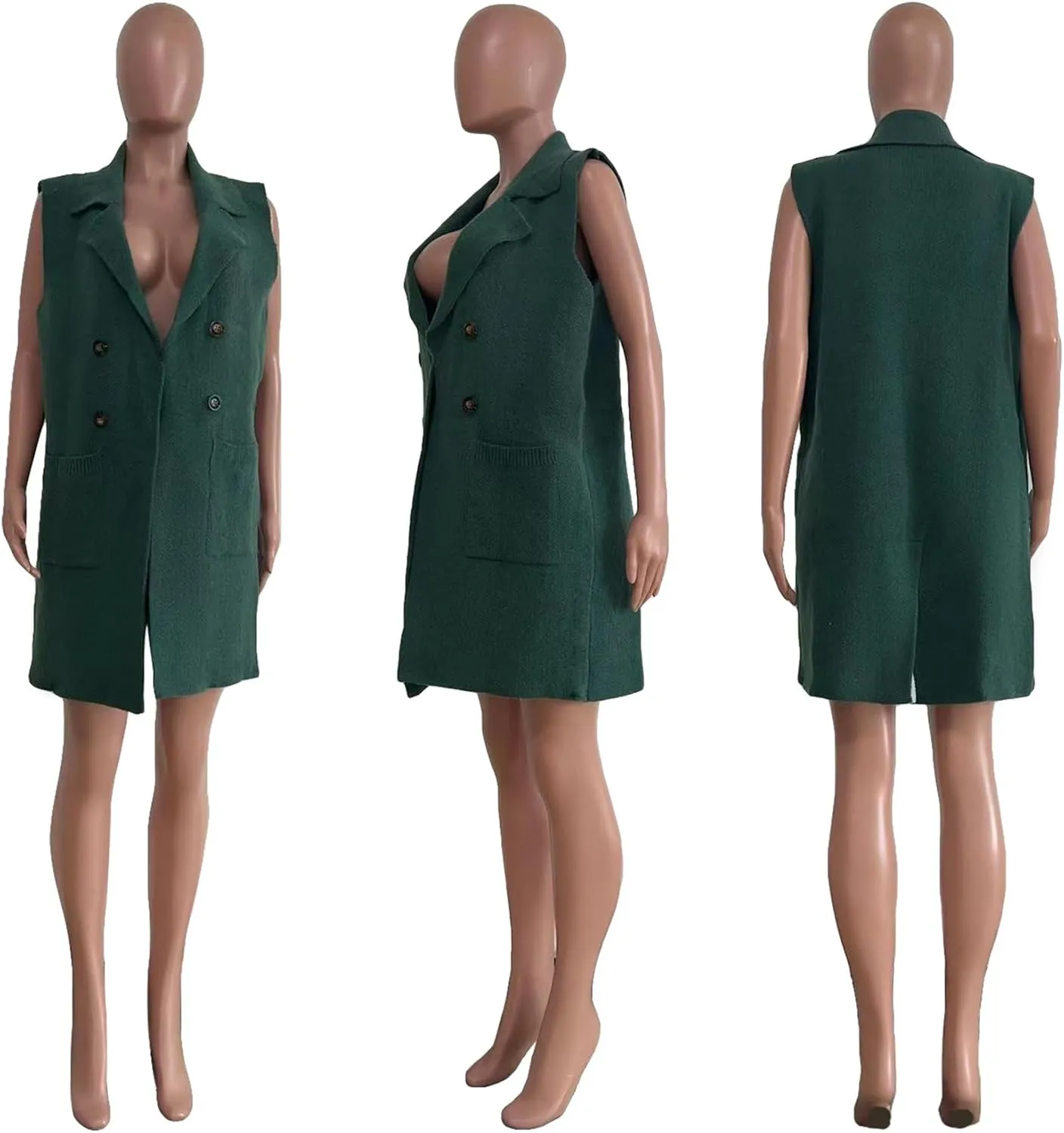 Womens Sleeveless Sweater Vest Cable Knit Open Front Long Cardigan Waistcoat Jacket Outerwear Coat