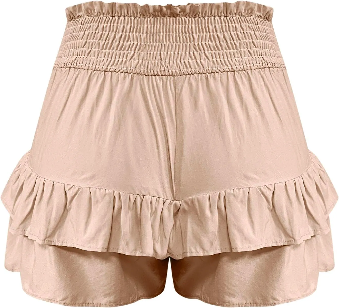 Womens Summer Skorts Flowy Mini Skirts High Waist Ruffle Tiered Skorts Casual Boho Beach Skirts Built-in Shorts