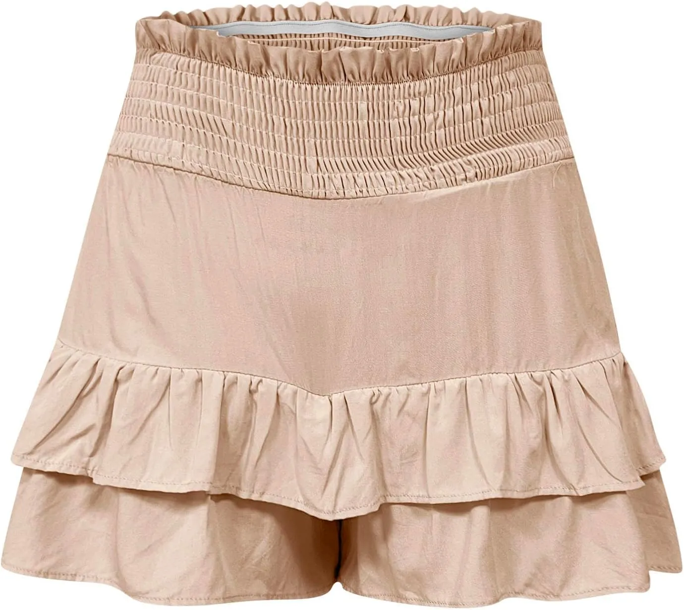 Womens Summer Skorts Flowy Mini Skirts High Waist Ruffle Tiered Skorts Casual Boho Beach Skirts Built-in Shorts