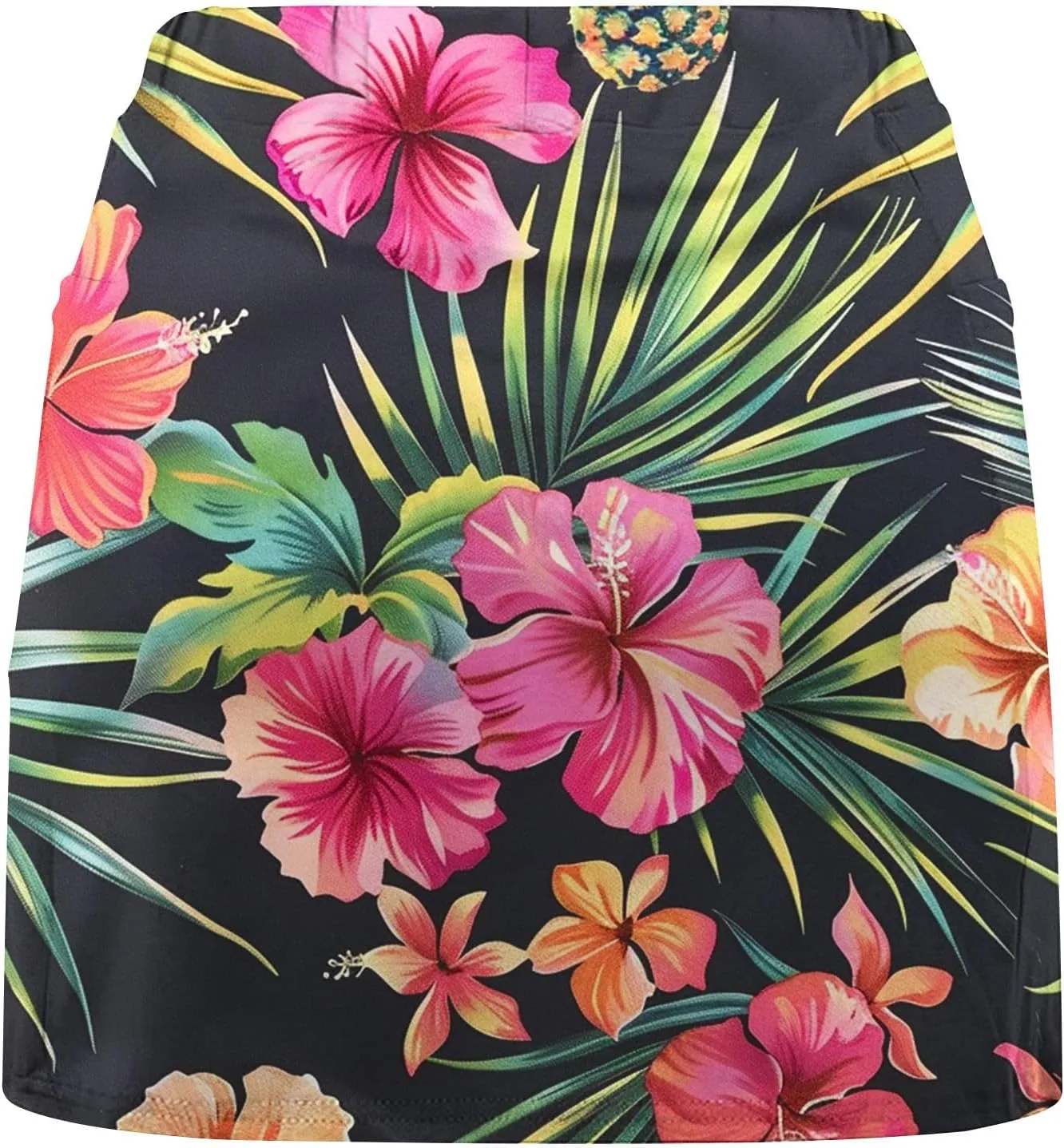 Womens Summer Tennis Skirts with Shorts Workout Golf Athletic Skirts Hawaiian Vacation Floral Print High Waist Skorts