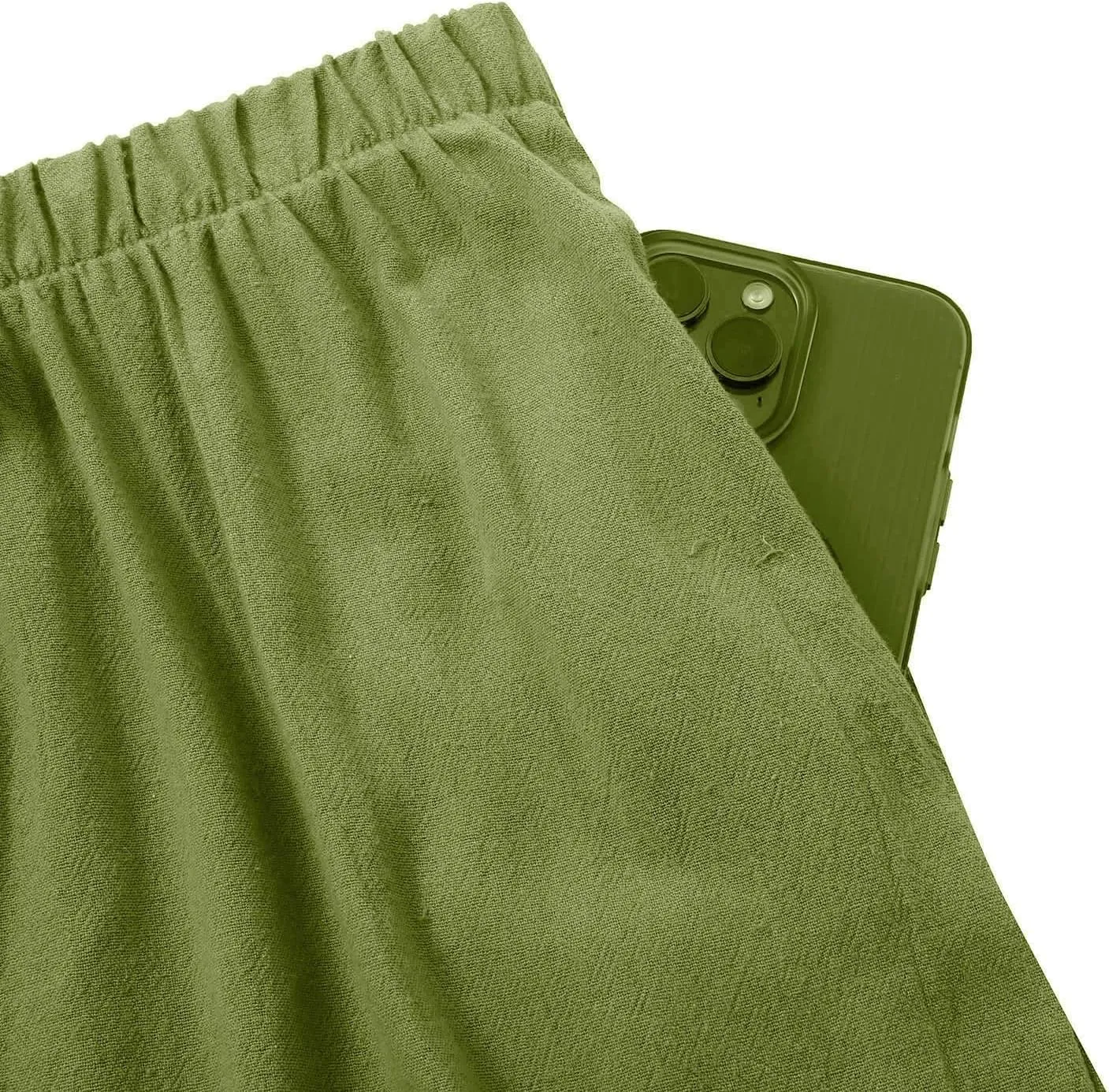 Women's Summer Wide Leg Pants Loose Drawstring Elastic Waist Lightweight Linen Palazzo Pants Beach Vacation Trousers