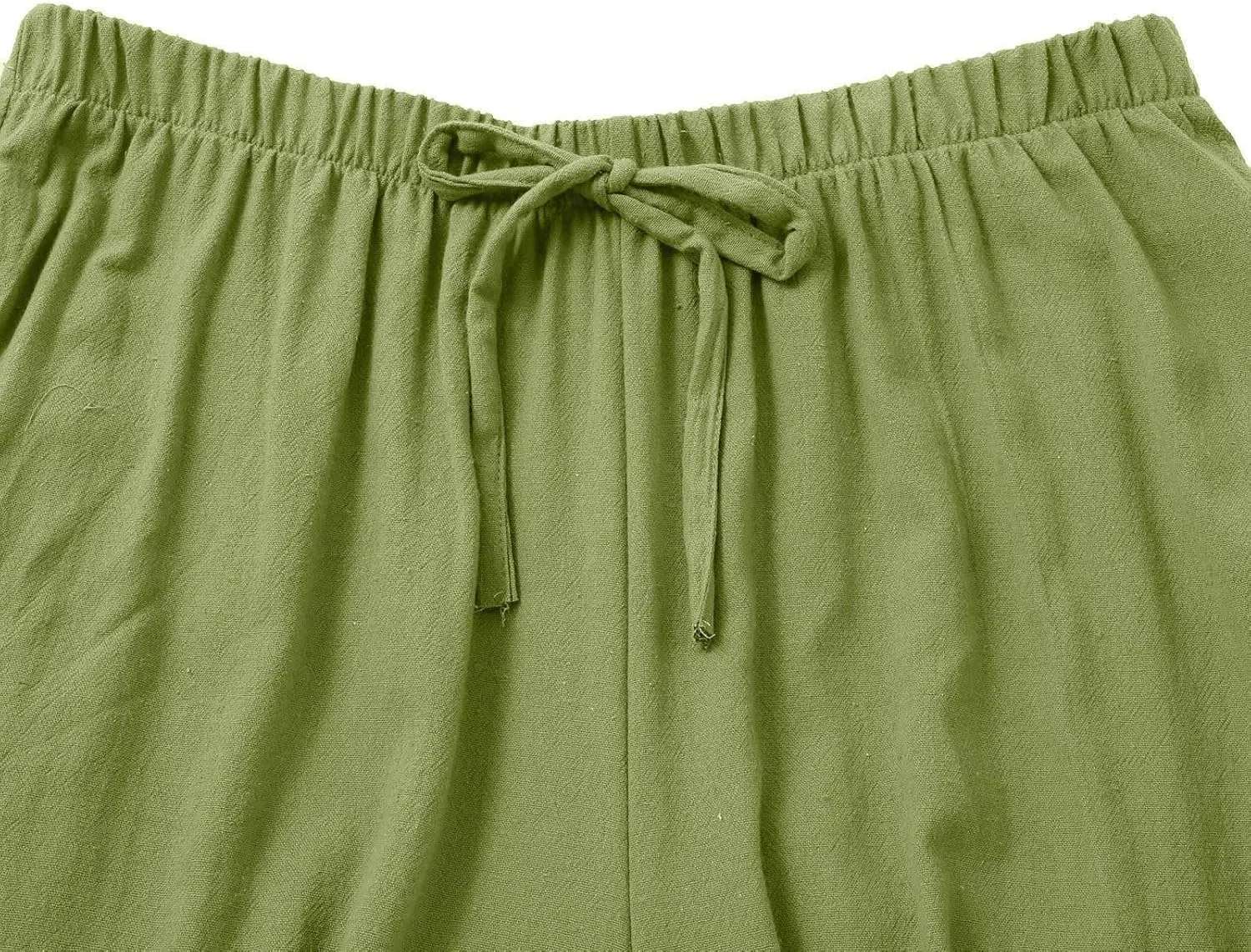 Women's Summer Wide Leg Pants Loose Drawstring Elastic Waist Lightweight Linen Palazzo Pants Beach Vacation Trousers