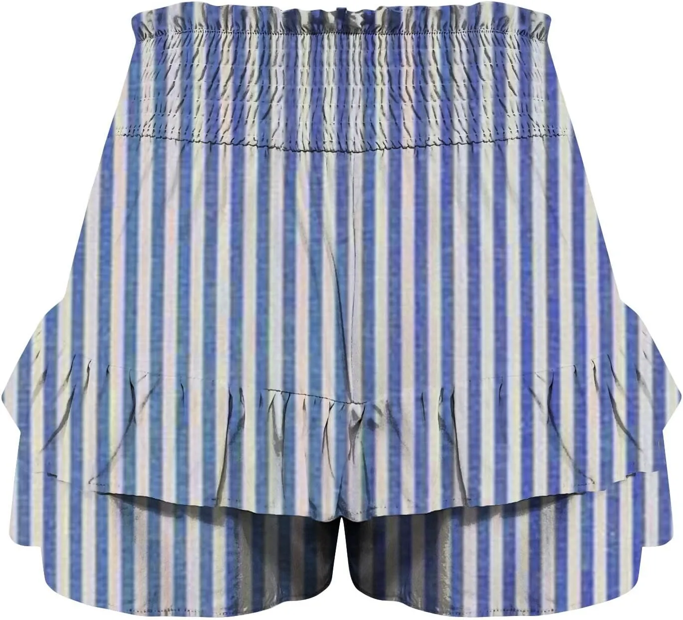 Women's Summer Wide Leg Printed High Waisted Lightweight Shorts with Floral Pleated Hem Casual Vacation Pants