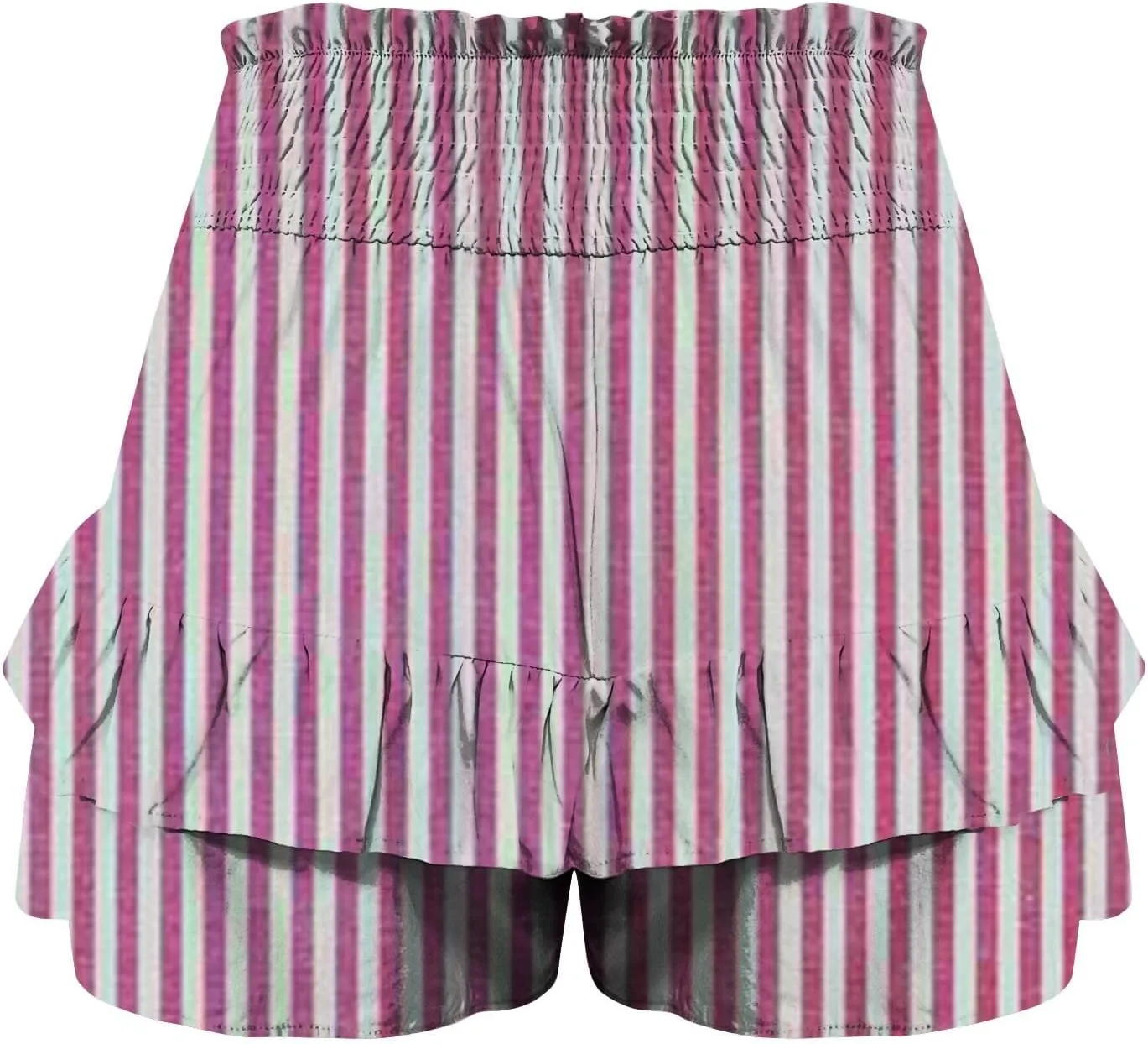 Women's Summer Wide Leg Printed High Waisted Lightweight Shorts with Floral Pleated Hem Casual Vacation Pants