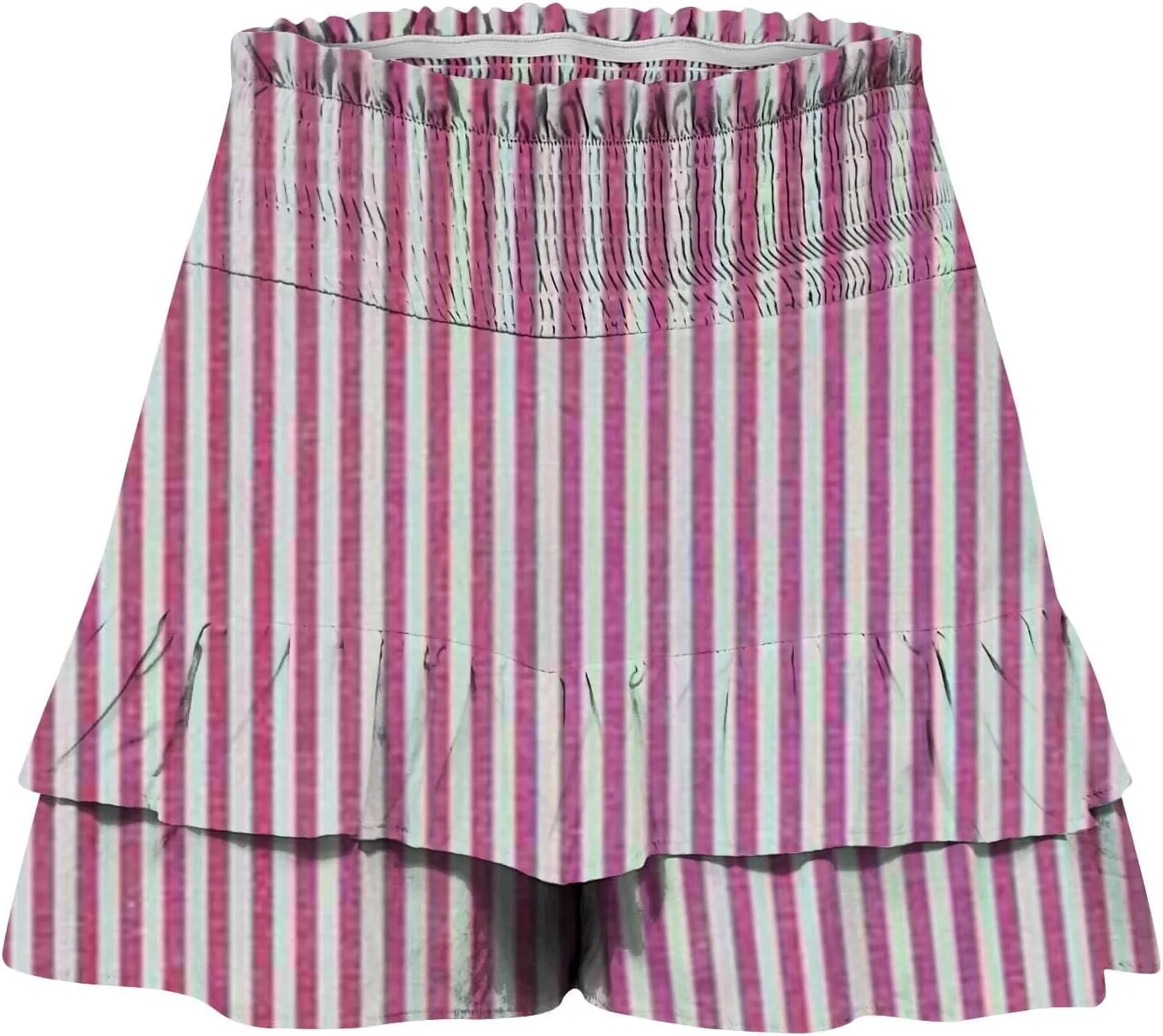 Women's Summer Wide Leg Printed High Waisted Lightweight Shorts with Floral Pleated Hem Casual Vacation Pants