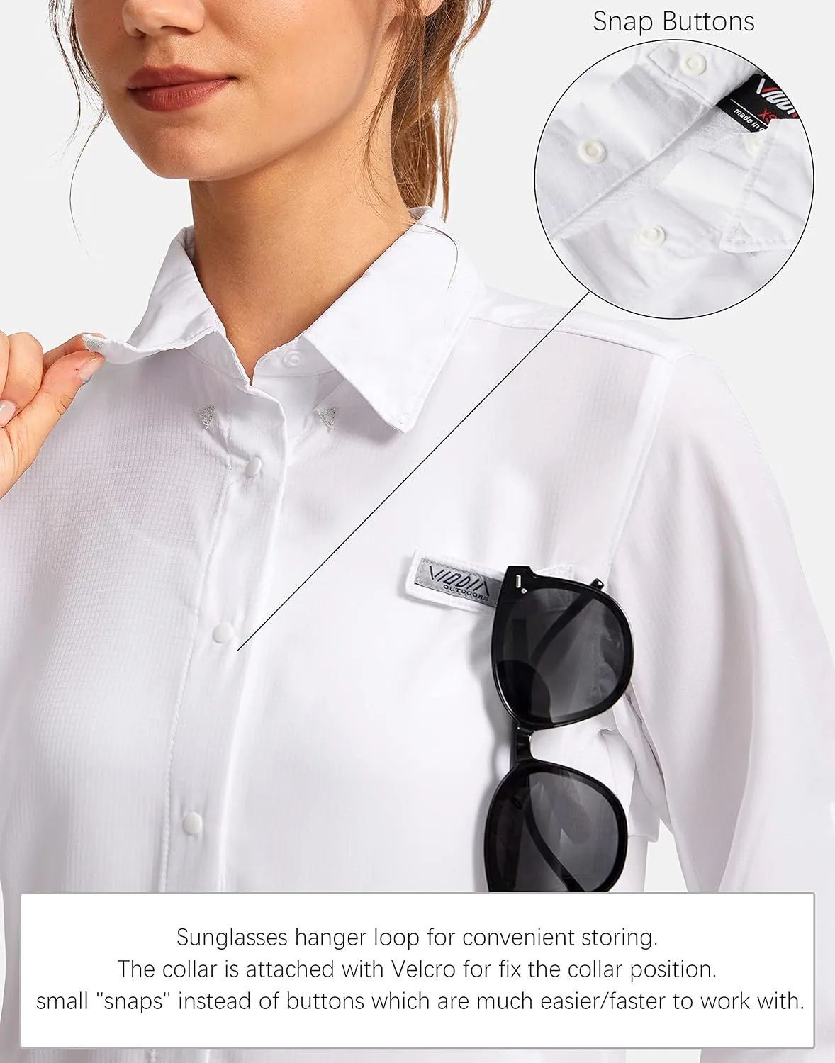 Womens Sun Protection Fishing Shirt with Zipper Pockets Lightweight SPF Long Sleeve Shirts for Hiking Safari