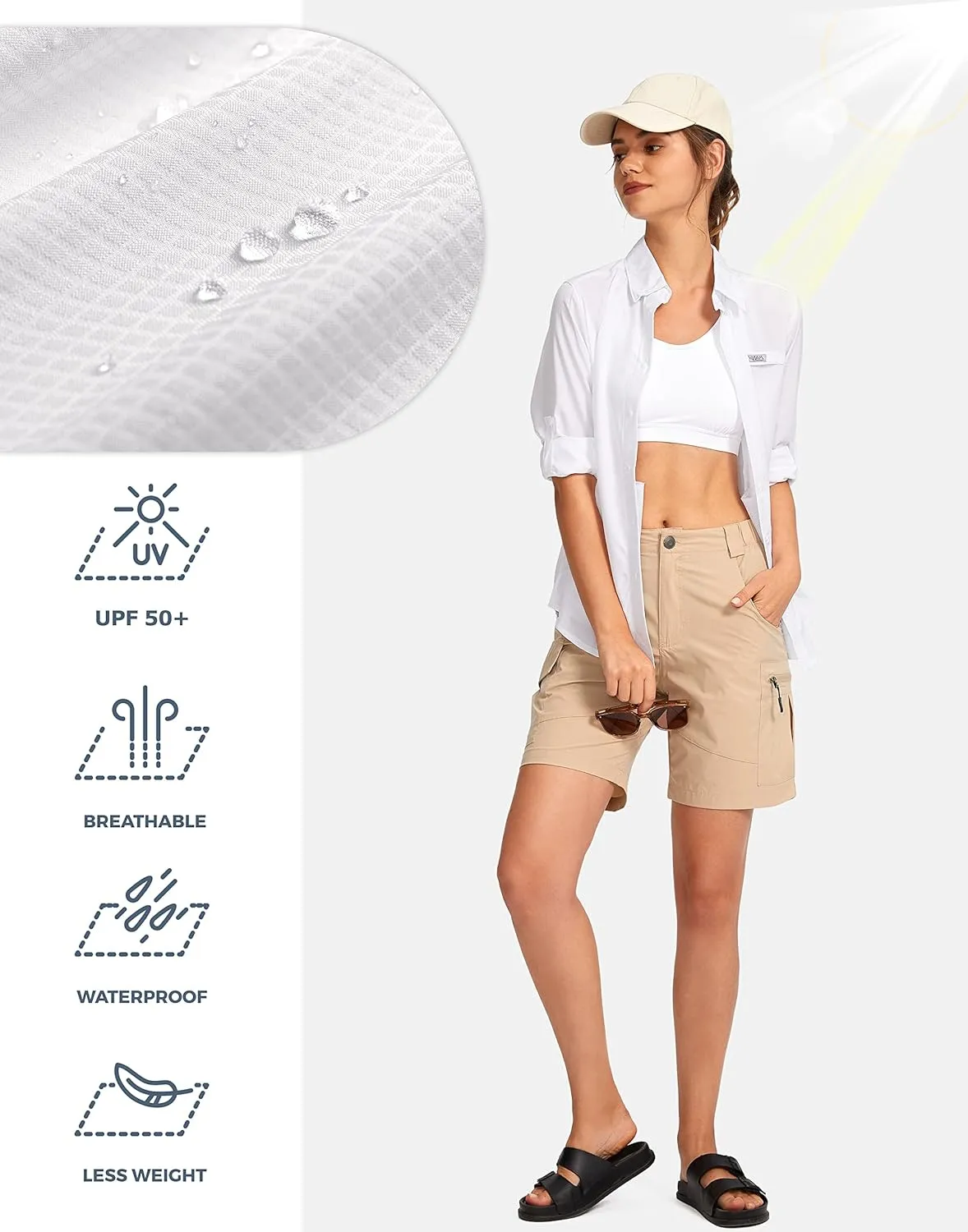 Womens Sun Protection Fishing Shirt with Zipper Pockets Lightweight SPF Long Sleeve Shirts for Hiking Safari