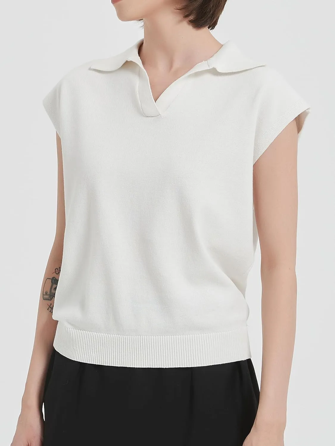 Women's Sweater, Casual Striped Long Sleeve Polo V Neck Knit Pullover Loose Sweater for Valentine's Day