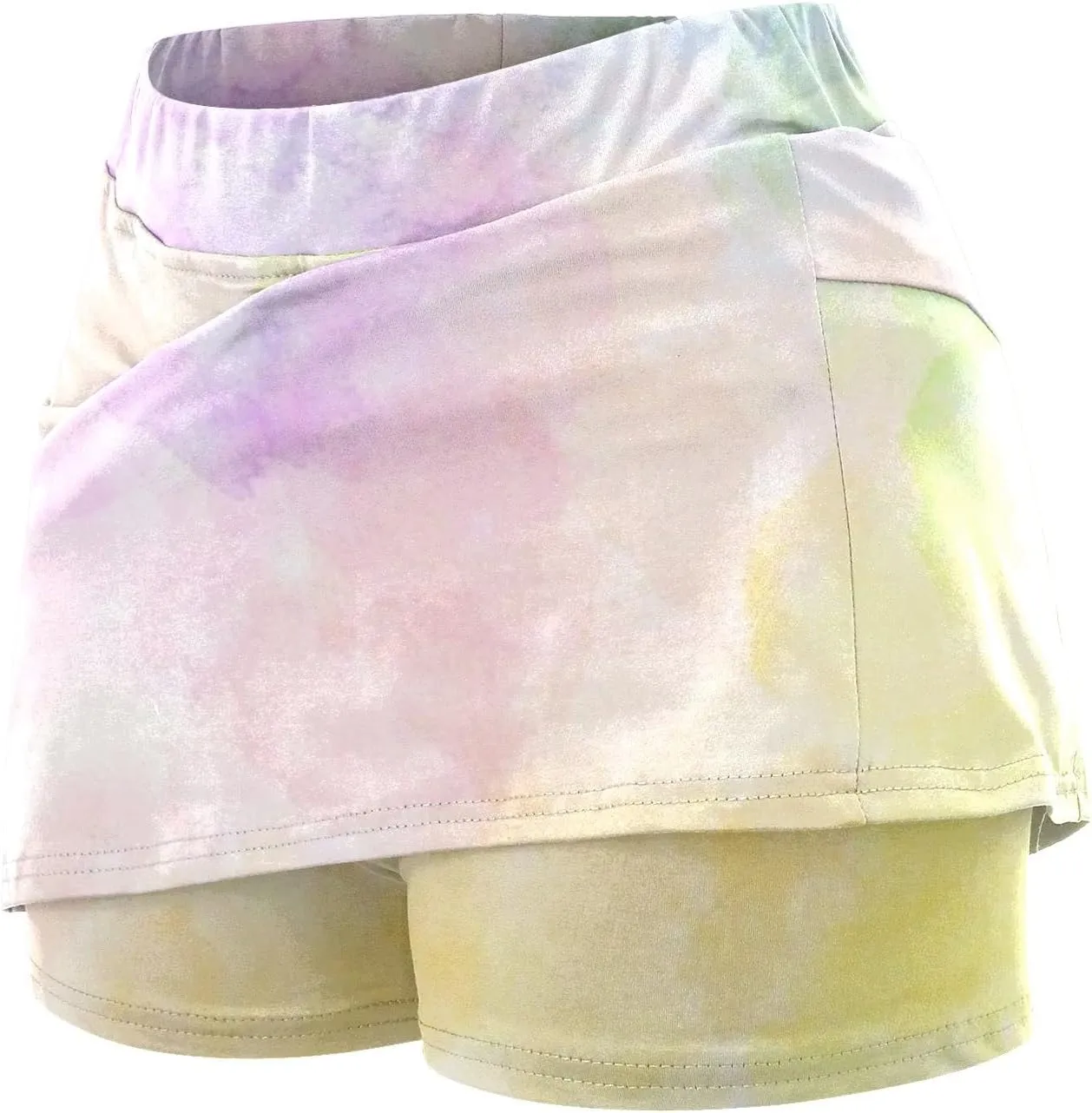Women's Tennis Golf Mini Skirts with Pockets Casual Tie Dye High Waisted Elastic Skorts Summer Workout Skirt Inner Shorts