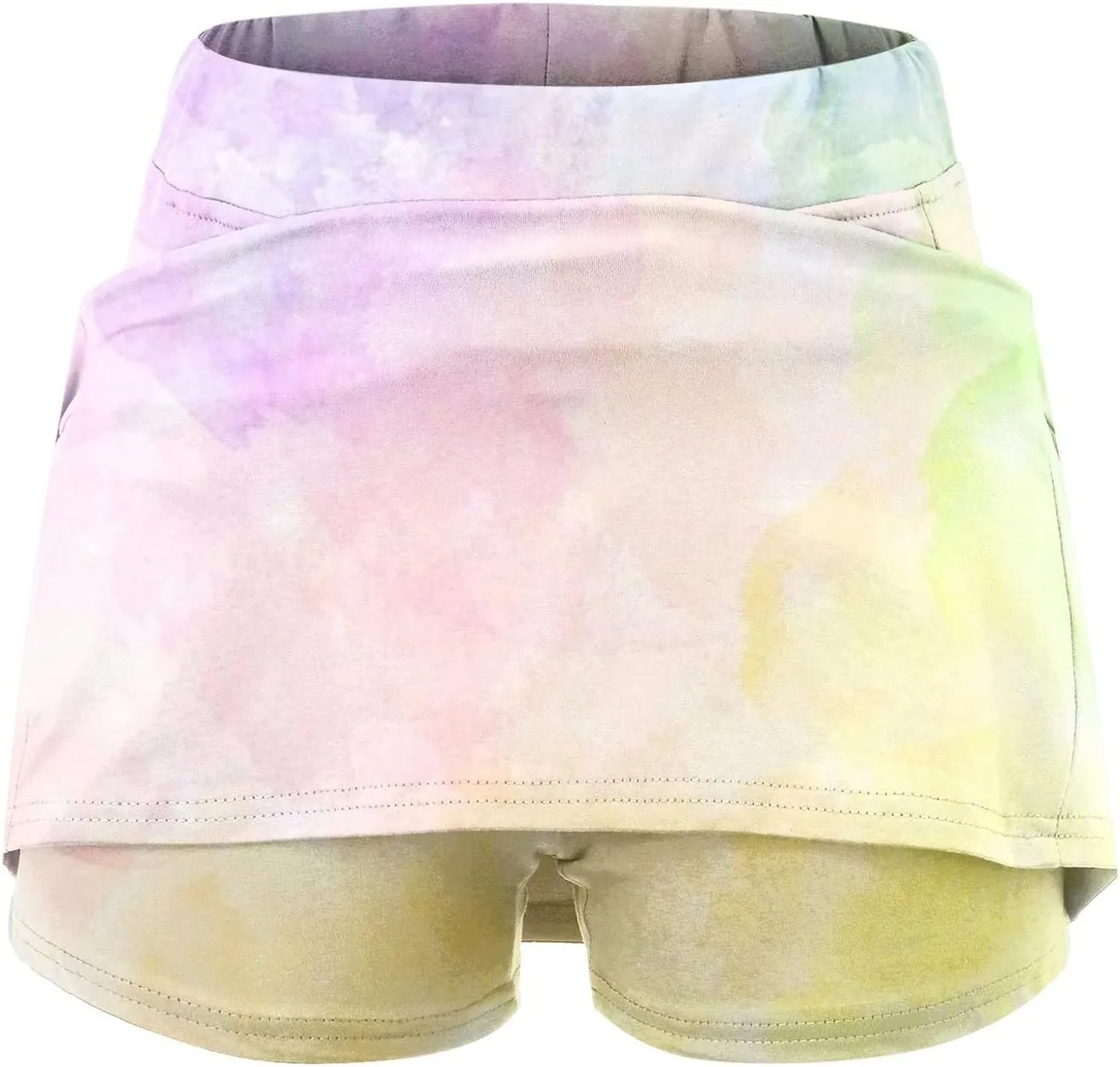 Women's Tennis Golf Mini Skirts with Pockets Casual Tie Dye High Waisted Elastic Skorts Summer Workout Skirt Inner Shorts