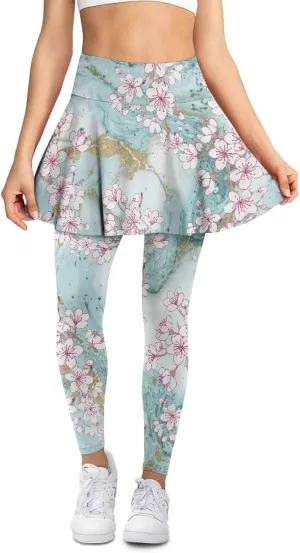 Women's Tennis Leggings with Skirts and Pockets Comfortable Soft High Waist Workout Yoga Pants Plus Size XS-3XL