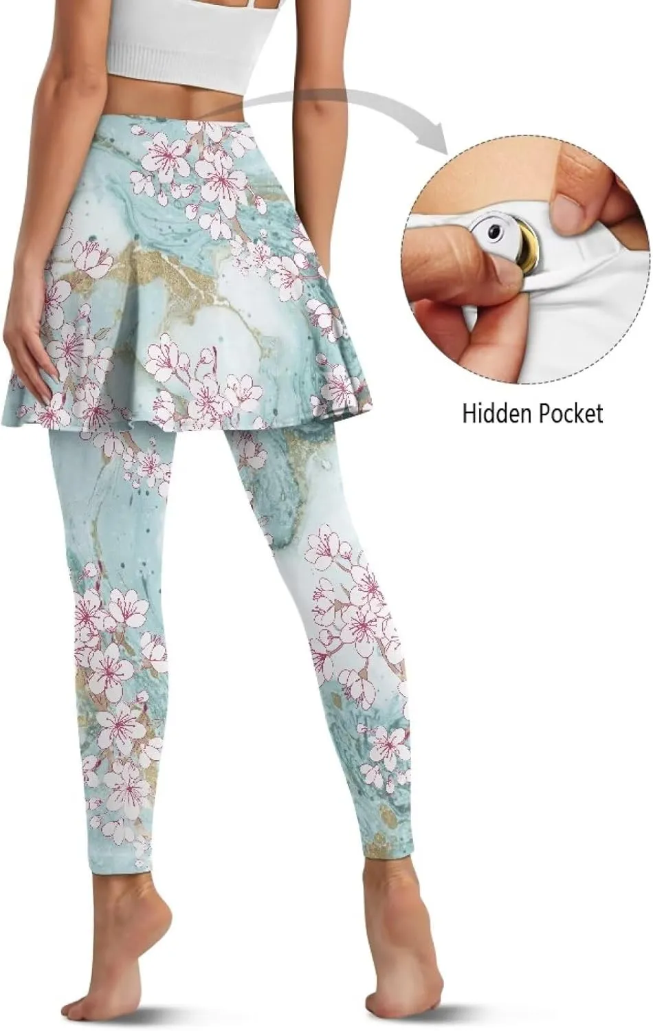 Women's Tennis Leggings with Skirts and Pockets Comfortable Soft High Waist Workout Yoga Pants Plus Size XS-3XL