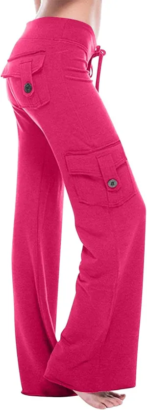 Womens Wide Leg Yoga Pants cargo wide leg pants Plus Size Flare Leggings Baggy Pants Flare Yoga Pants with Pockets