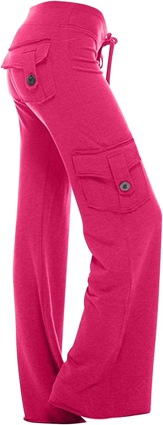 Womens Wide Leg Yoga Pants cargo wide leg pants Plus Size Flare Leggings Baggy Pants Flare Yoga Pants with Pockets