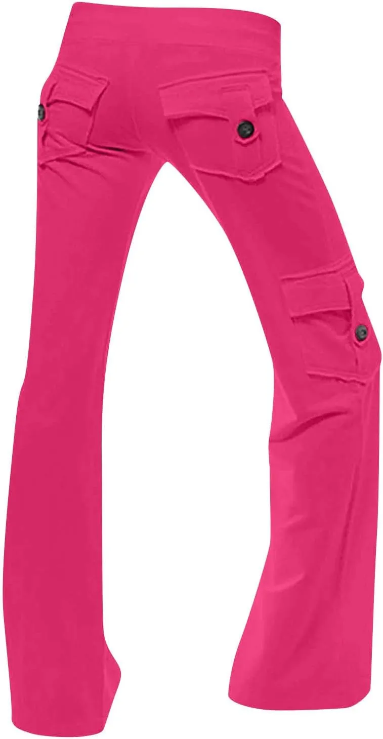 Womens Wide Leg Yoga Pants cargo wide leg pants Plus Size Flare Leggings Baggy Pants Flare Yoga Pants with Pockets