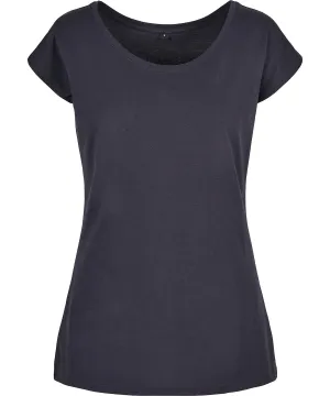 Womens wide neck tee | Navy