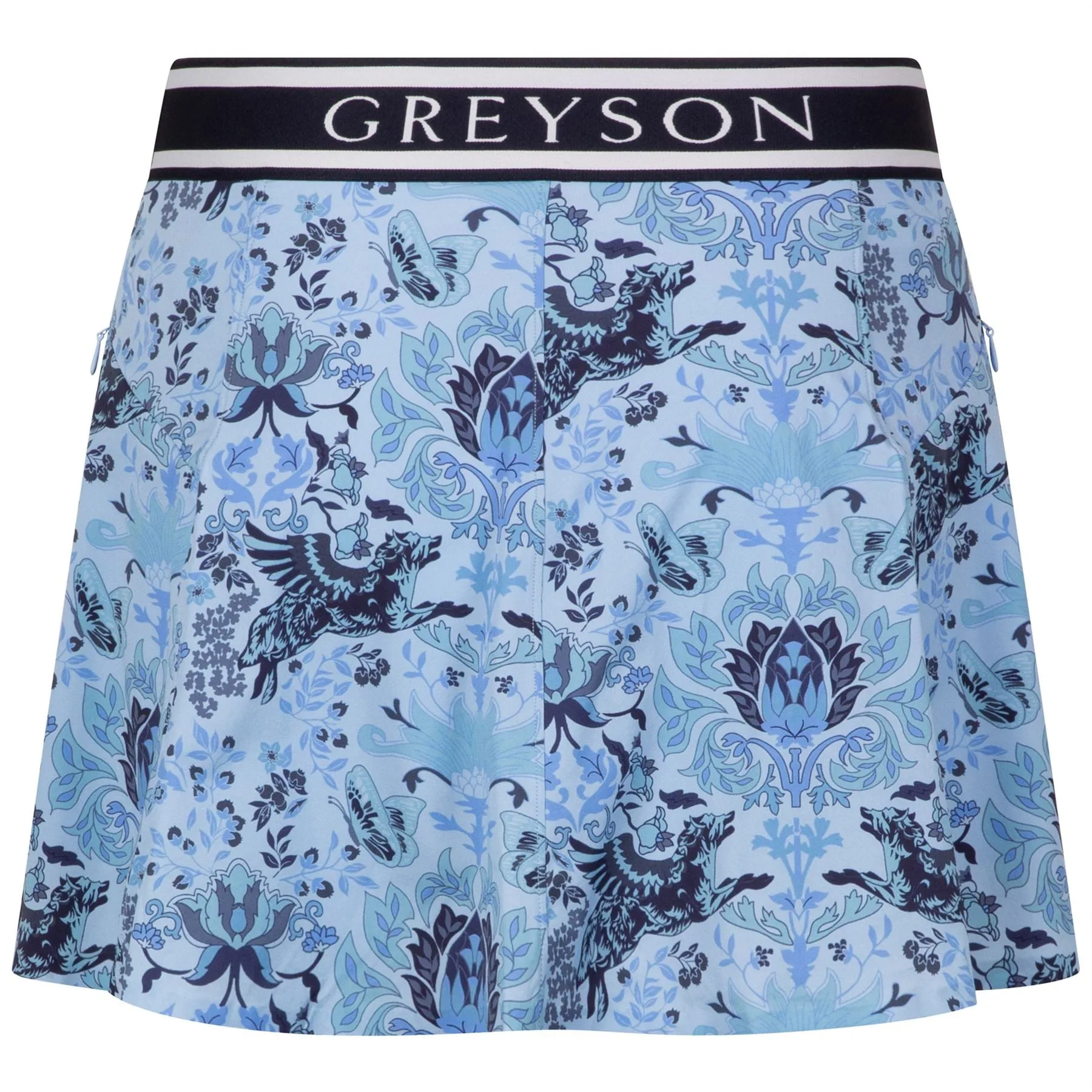 Womens Winged Wolf Phoenix Flare Skirt Wolf Blue - AW24