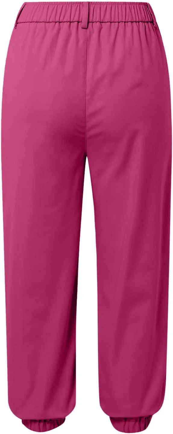 Work Capri Pant for Women Summer Business Casual High-Waist Crop Pant Fashion Dressy Trousers with Pockets S-3XL