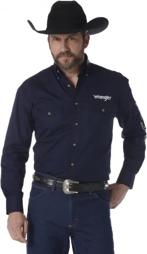 Wrangler Men's Western Logo Long Sleeve Snap Front Shirt