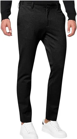 Xiaojmake Mens Chinos Pants Skinny Trousers Casual Wedding Suit Pants Slim Fit Dress Pants Stretch Flat-Front Tapered Slacks