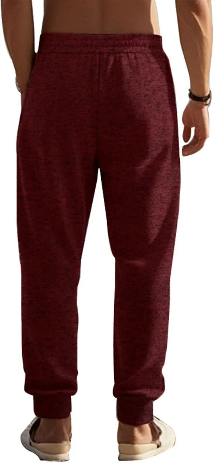 Xiaojmake Mens Marled Fleece Sweatpant Elastic Waist Drawstring Sweatpant Slim Fit Workout Training Gym Jogger Athletic Pant