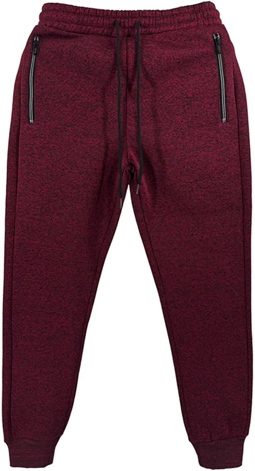 Xiaojmake Mens Marled Fleece Sweatpant Elastic Waist Drawstring Sweatpant Slim Fit Workout Training Gym Jogger Athletic Pant