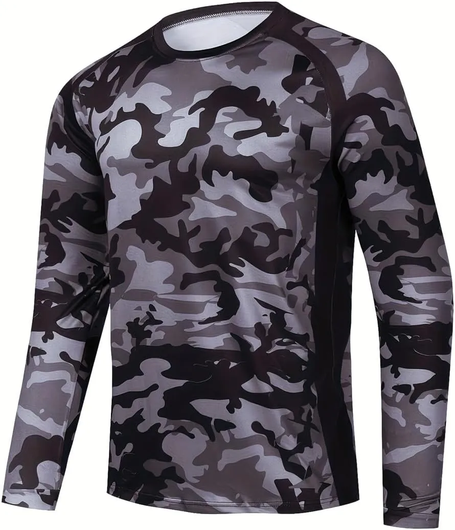 YIBIMOTTO Men's Running T-shirts Long Sleeve Shirt Quick Dry Cooling Sweatshirts UV Protection Fishing Tops