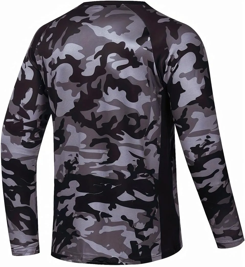 YIBIMOTTO Men's Running T-shirts Long Sleeve Shirt Quick Dry Cooling Sweatshirts UV Protection Fishing Tops
