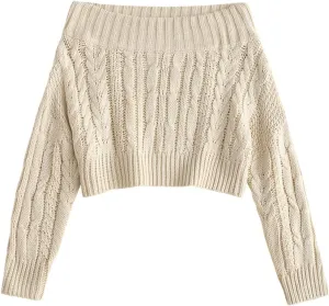 ZAFUL Women V Neck Button Knit Crop Sweaters Batwing Sleeve V Back Ribbed Hem Pullover Sweater
