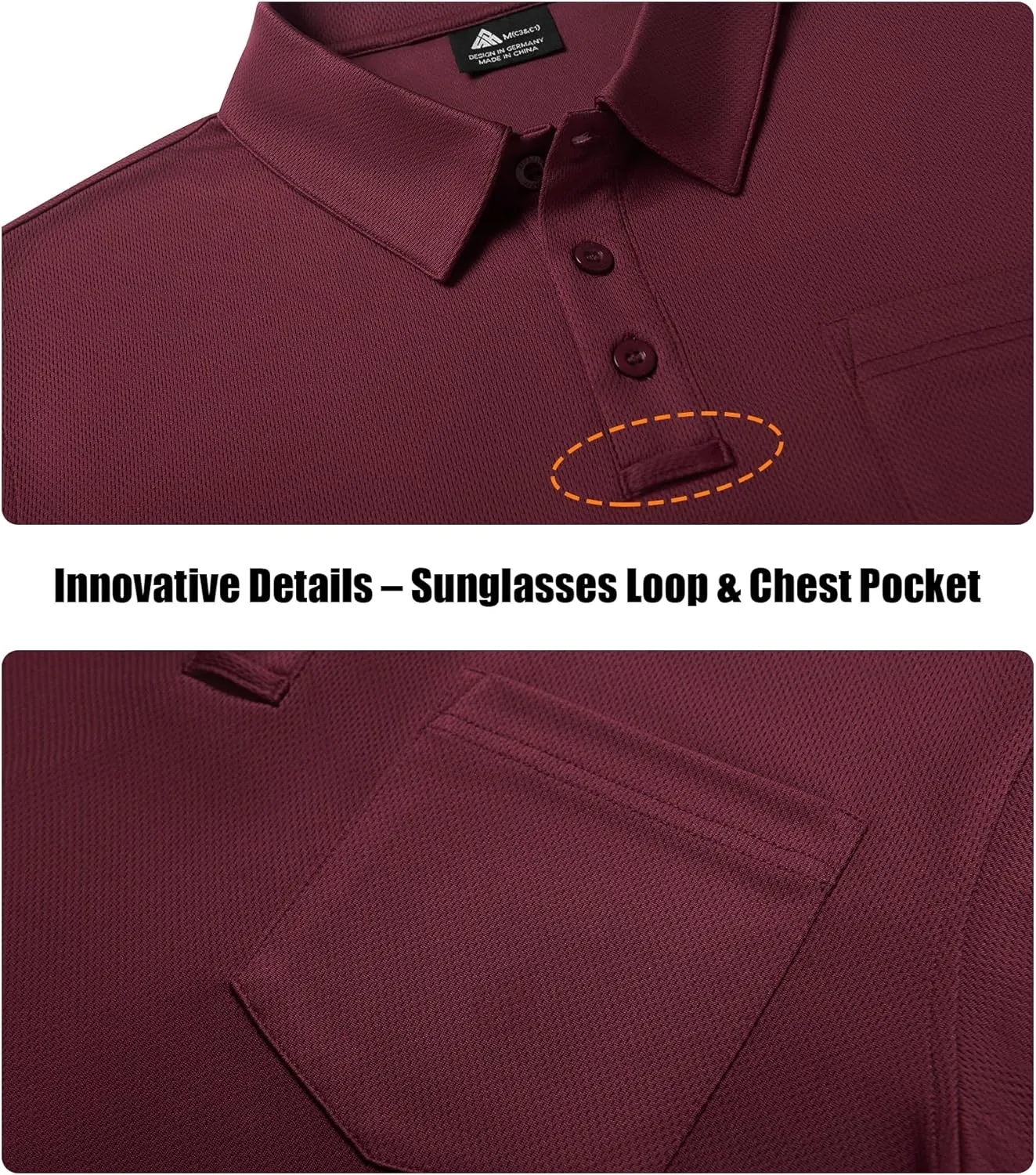 ZITY 3 Pack Long Sleeve Polo Shirts for Men with Pocket Moisture Wicking Outdoor Workwear Office Casual Collared Shirts Fall