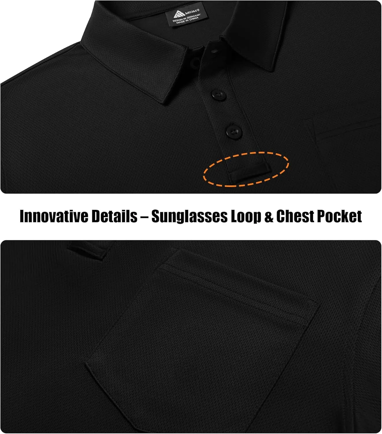 ZITY 3 Pack Long Sleeve Polo Shirts for Men with Pocket Moisture Wicking Outdoor Workwear Office Casual Collared Shirts Fall